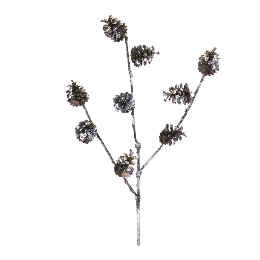 Melrose International Pine Cone Spray, Set of 12, Black/White - 86265DS