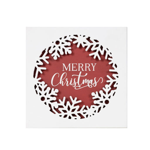 Melrose International Merry Christmas Plaque 12"SQ, White/Red - 86275DS