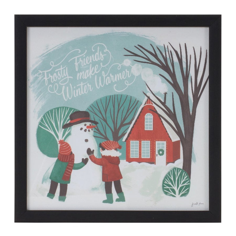 Melrose Framed Winter Scene Wall Art, Set of 3, Blue/White/Red
