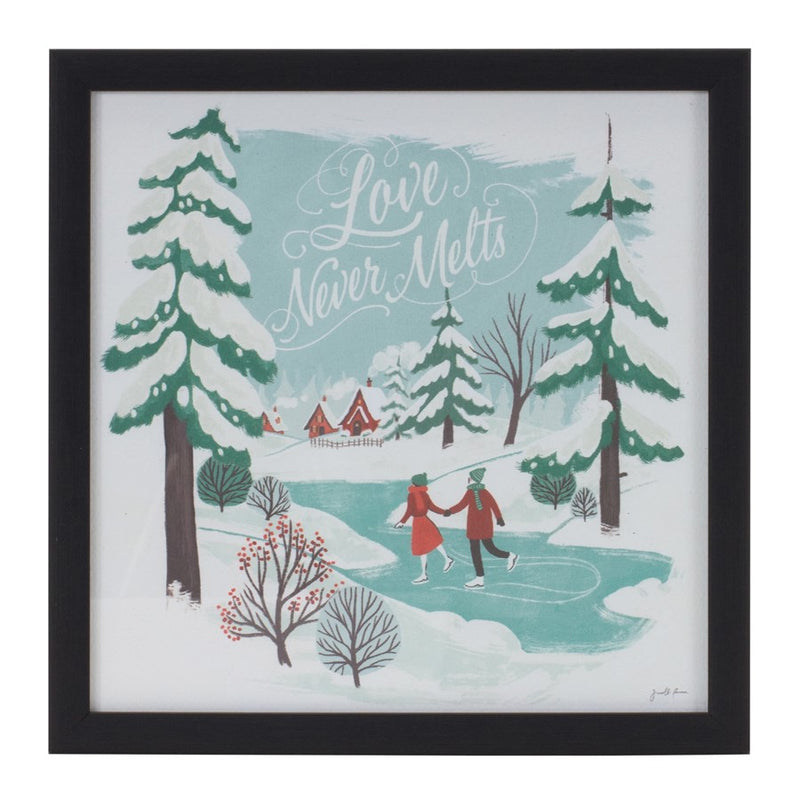 Melrose Framed Winter Scene Wall Art, Set of 3, Blue/White/Red