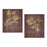 Melrose International Laurel/Holly Plaque, Set of 2, Gold/Brown - 86290DS
