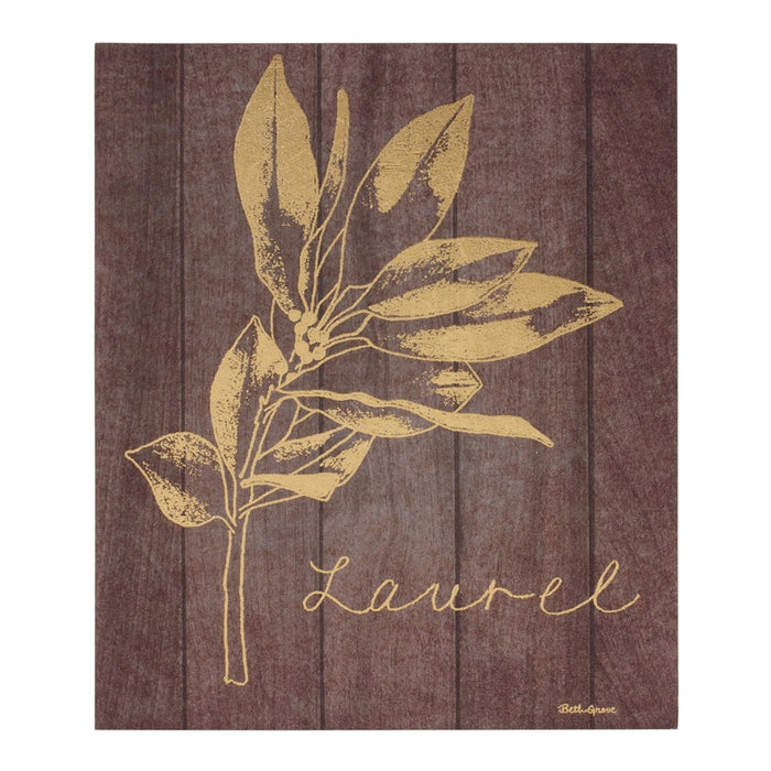 Melrose International Laurel/Holly Plaque, Set of 2, Gold/Brown