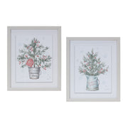 Melrose International Potted Pine Tree Wall Art, Set of 2, White/Green - 86291DS