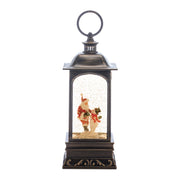 Melrose LED Snow Globe Lantern/Santa/Snowman 10.5"H, Bronze/Red - 86292DS