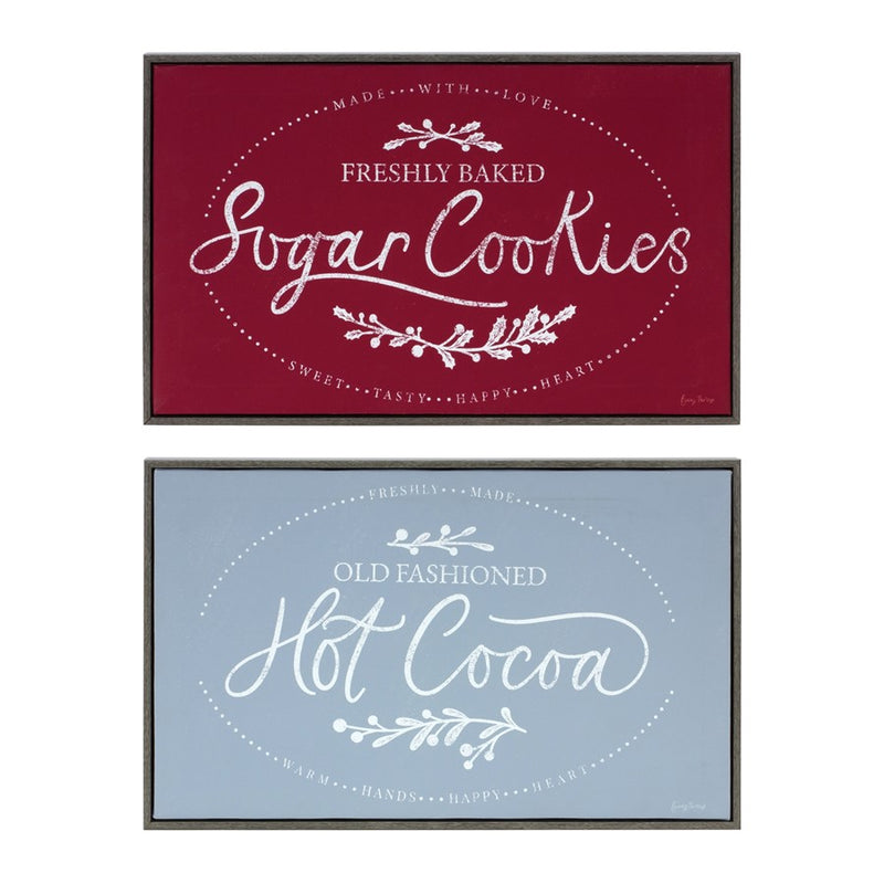 Melrose Winter Cookies/Cocoa Wall Sign, Set of 2, Red/Blue - 86296DS