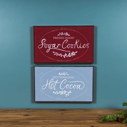 Melrose Winter Cookies/Cocoa Wall Sign, Set of 2, Red/Blue