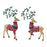 Melrose Mistletoe Antler Deer Figurine, Set of 2, Tan/Green/Red - 86297DS