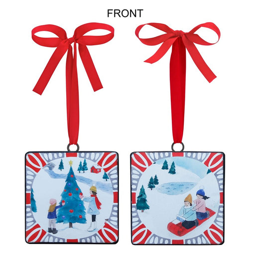 Melrose Sledding/Christmas Tree Ornament, Set of 12, Red/White/Blue - 86301DS
