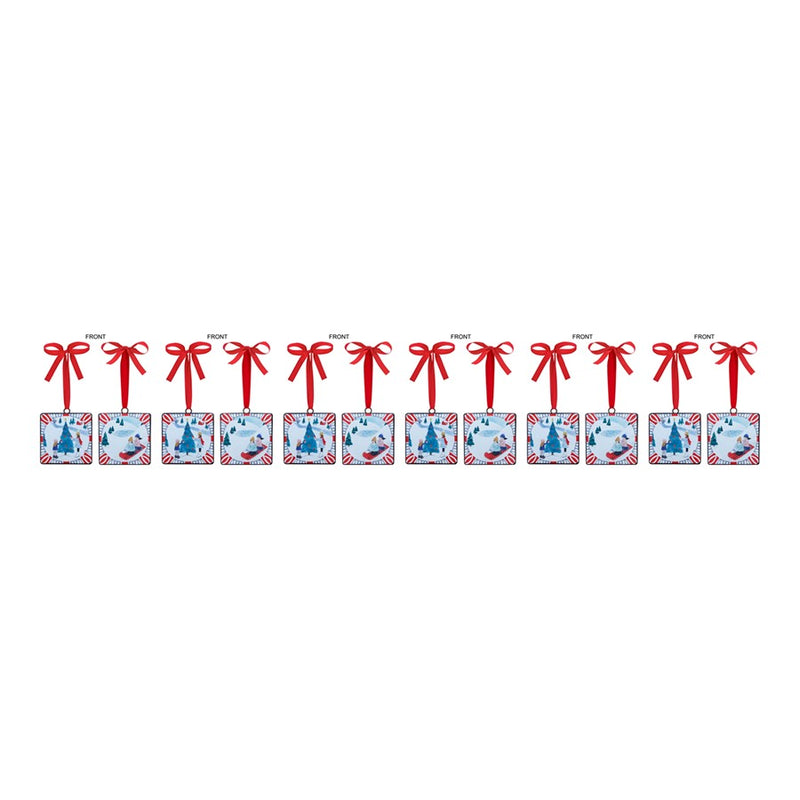 Melrose Sledding/Christmas Tree Ornament, Set of 12, Red/White/Blue