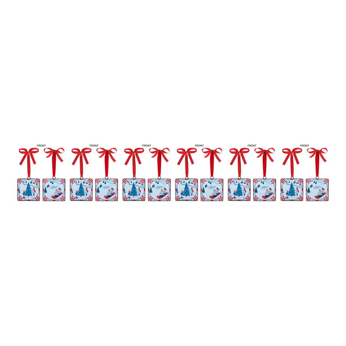 Melrose Sledding/Christmas Tree Ornament, Set of 12, Red/White/Blue