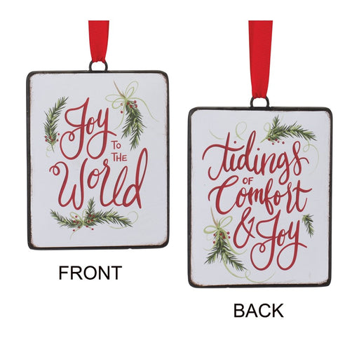 Melrose Holiday Sentiment Ornament, Set of 12, Red/Green/White - 86312DS