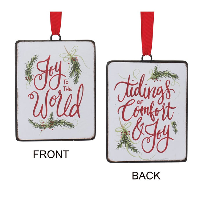 Melrose Holiday Sentiment Ornament, Set of 12, Red/Green/White - 86312DS