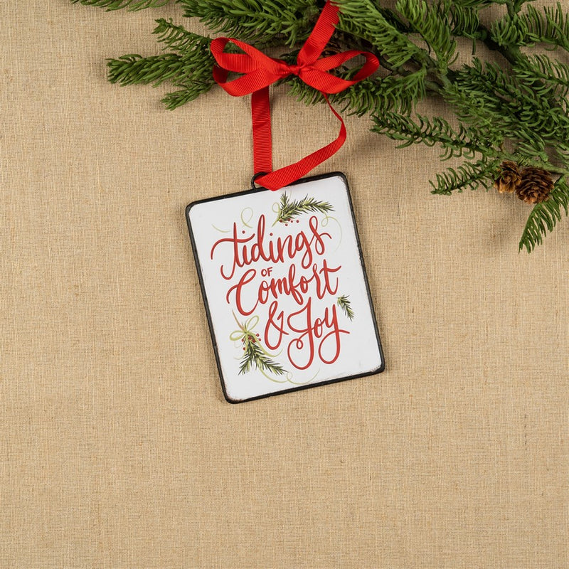 Melrose Holiday Sentiment Ornament, Set of 12, Red/Green/White