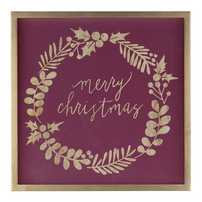 Melrose Framed Holiday Sentiment Sign, Set of 2, Red/Gold/Brown
