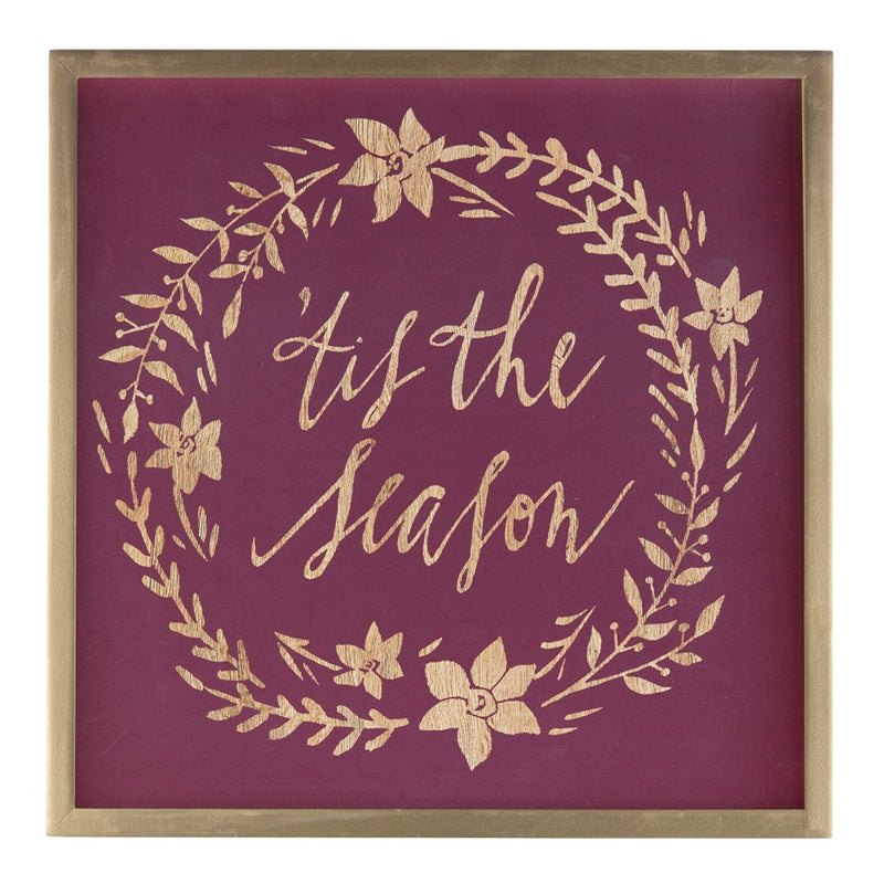 Melrose Framed Holiday Sentiment Sign, Set of 2, Red/Gold/Brown