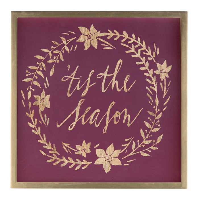 Melrose Framed Holiday Sentiment Sign, Set of 2, Red/Gold/Brown