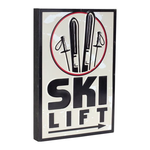 Melrose International Ski Lift Lodge Sign 15.75"H, Cream/Black - 86319DS