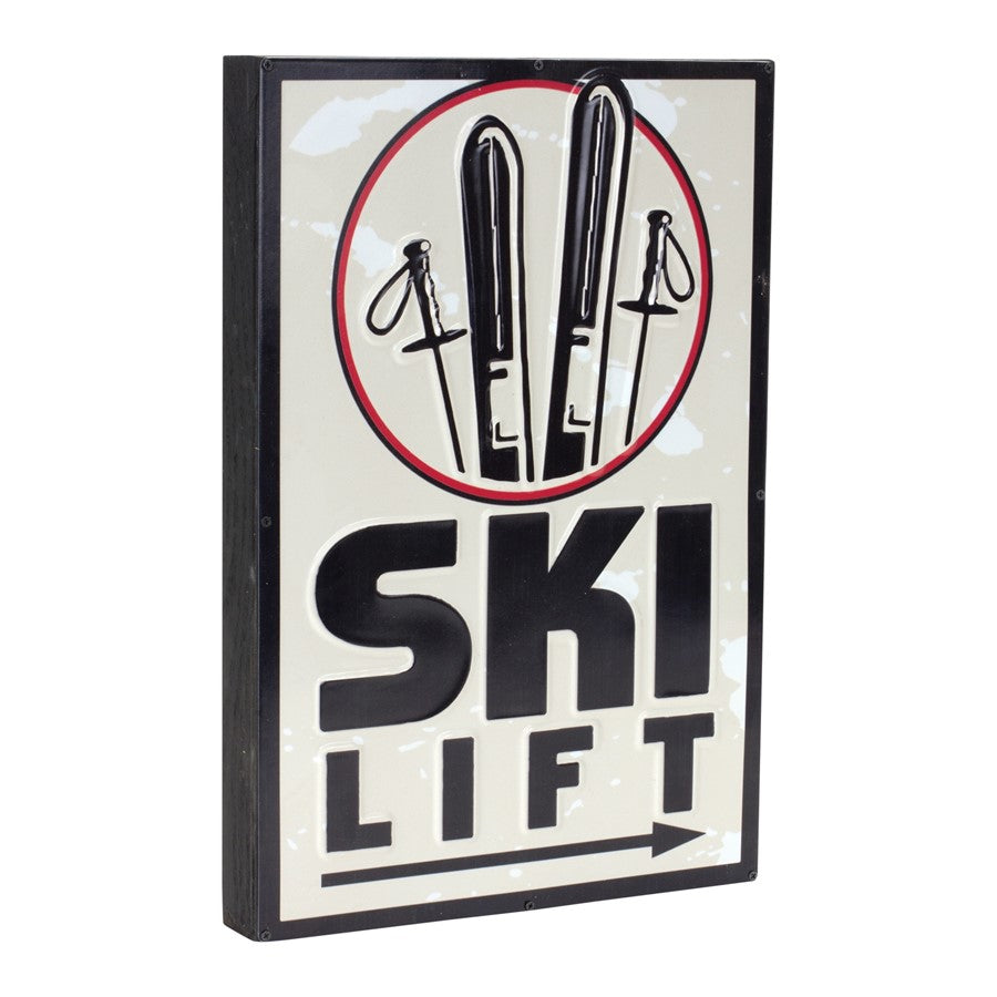Melrose International Ski Lift Lodge Sign 15.75"H, Cream/Black - 86319DS