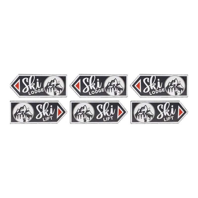 Melrose International Ski Lift Lodge Sign, Set of 6, Cream/Black
