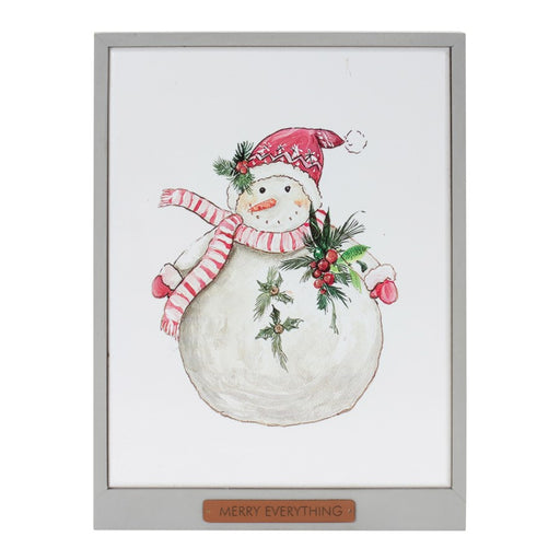 Melrose Framed Santa/Snowman Wall Art, Set of 2, White/Red