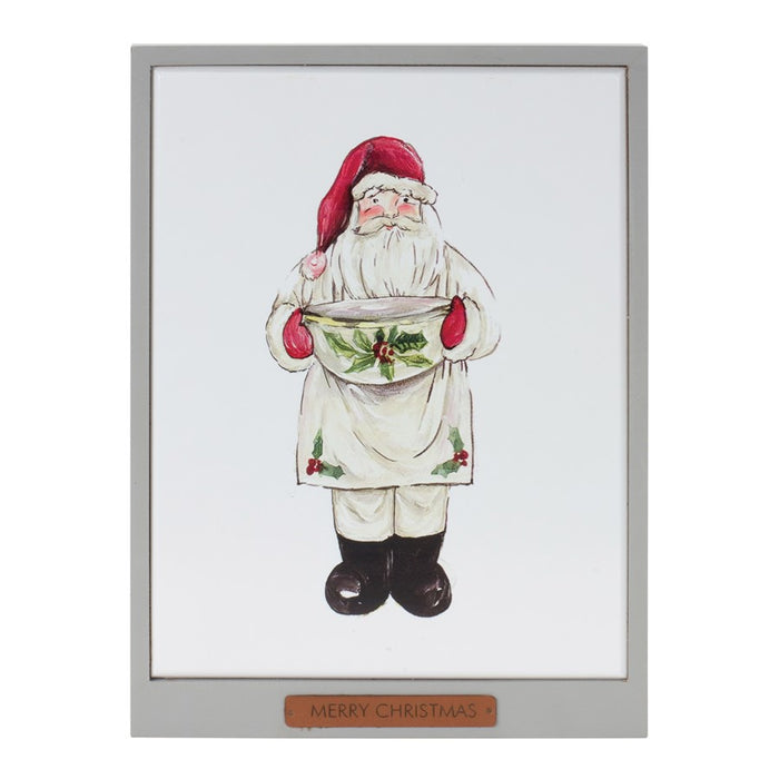 Melrose Framed Santa/Snowman Wall Art, Set of 2, White/Red