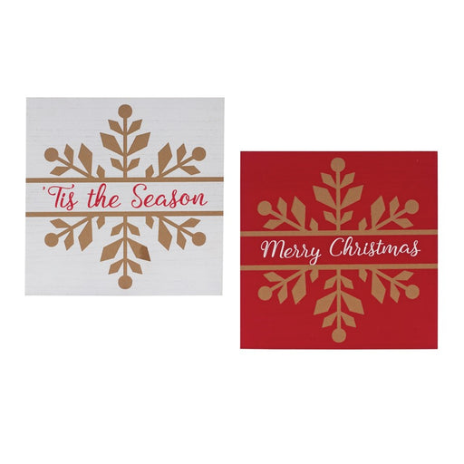Melrose International Snowflake Sentiment Sign, Set of 6, Red/White - 86322DS