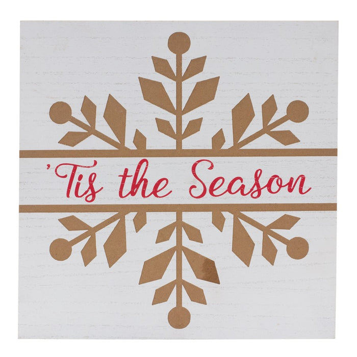 Melrose International Snowflake Sentiment Sign, Set of 6, Red/White