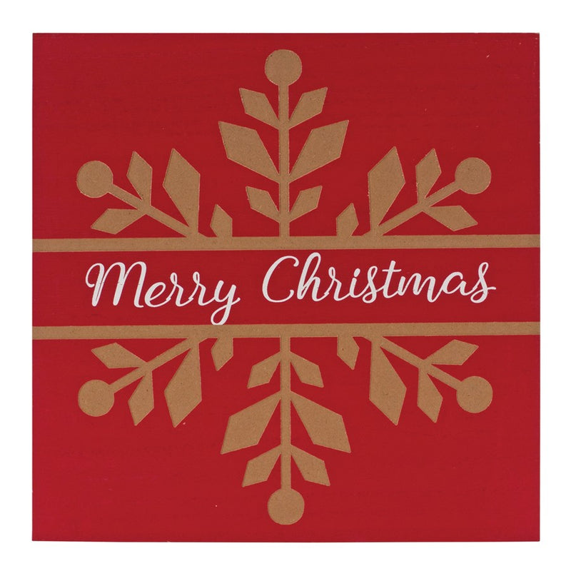 Melrose International Snowflake Sentiment Sign, Set of 6, Red/White
