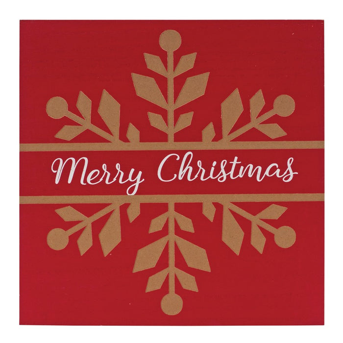 Melrose International Snowflake Sentiment Sign, Set of 6, Red/White