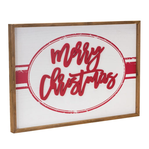 Melrose International Wood Merry Christmas Sign 27.5"L, Red/White - 86326DS