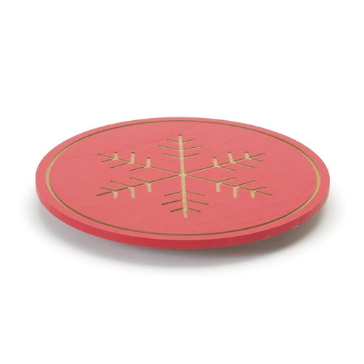 Melrose International Wooden Snowflake Lazy Susan Tray, Set of 2, Red - 86328DS
