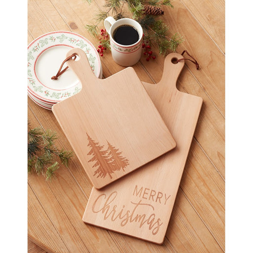 Melrose Merry Christmas Pine Tree Cutting Board, Set of 2, Brown