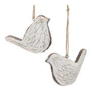 Melrose International Carved Bird Ornament, Set of 12, Cream/Brown - 86335DS