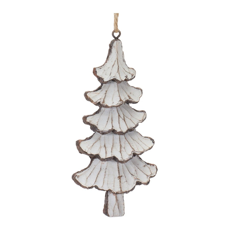 Melrose Int. Carved Pine Tree Ornament, Set of 12, Cream/Brown - 86336DS