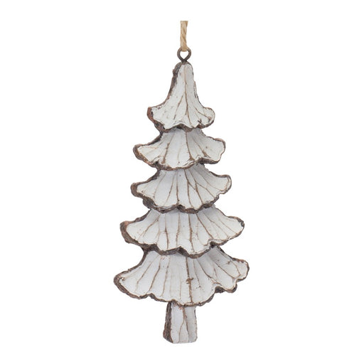 Melrose Int. Carved Pine Tree Ornament, Set of 12, Cream/Brown - 86336DS