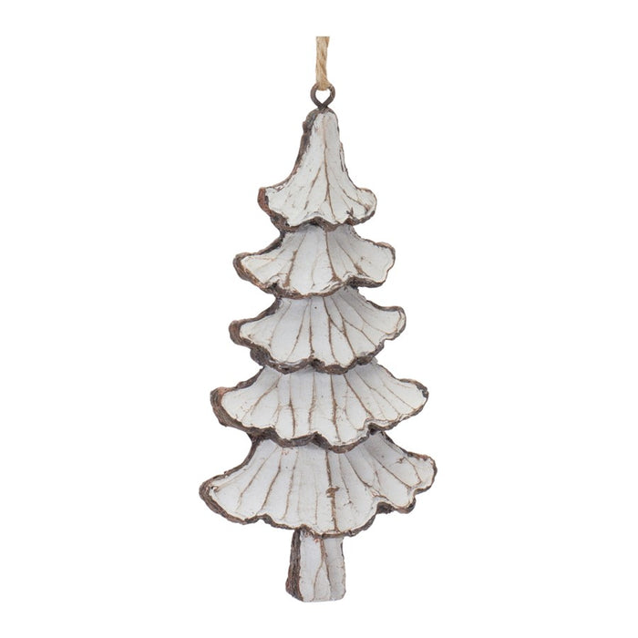 Melrose Int. Carved Pine Tree Ornament, Set of 12, Cream/Brown - 86336DS