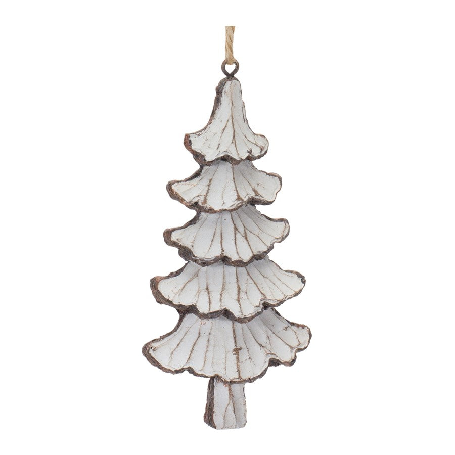 Melrose Int. Carved Pine Tree Ornament, Set of 12, Cream/Brown - 86336DS