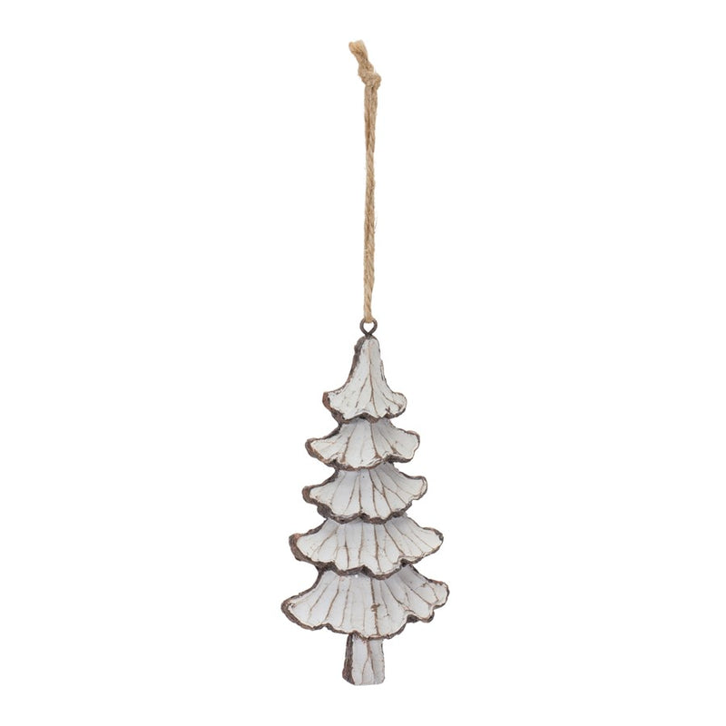 Melrose Int. Carved Pine Tree Ornament, Set of 12, Cream/Brown