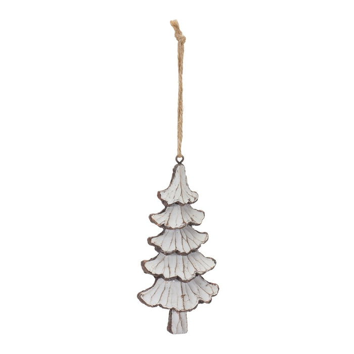Melrose Int. Carved Pine Tree Ornament, Set of 12, Cream/Brown