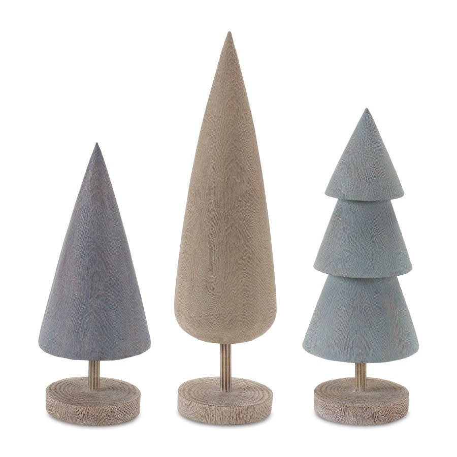 Melrose International Modern Tabletop Pine Tree, Set of 6, Blue/Brown - 86343DS