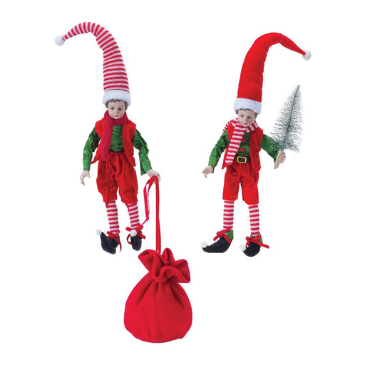 Melrose International Vintage Elf Shelf Sitter, Set of 2, Reg/Green - 86355DS