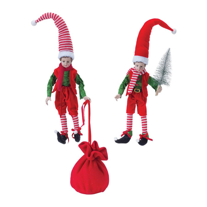 Melrose International Vintage Elf Shelf Sitter, Set of 2, Reg/Green - 86355DS