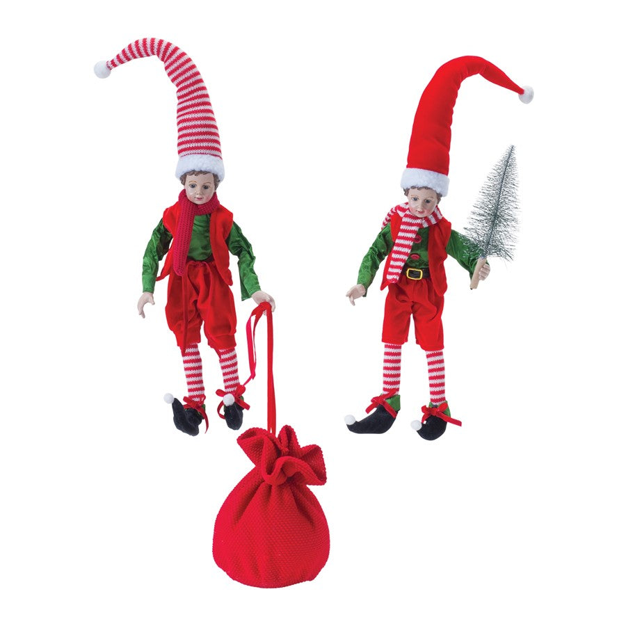 Melrose International Vintage Elf Shelf Sitter, Set of 2, Reg/Green - 86355DS