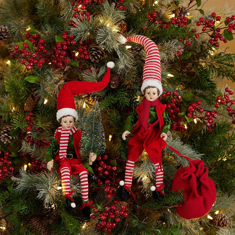 Melrose International Vintage Elf Shelf Sitter, Set of 2, Reg/Green