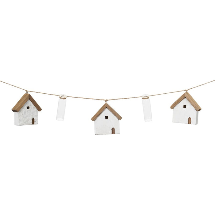 Melrose House/Tube Vase String Garland, Set of 2, White/Green/Brown - 86374DS