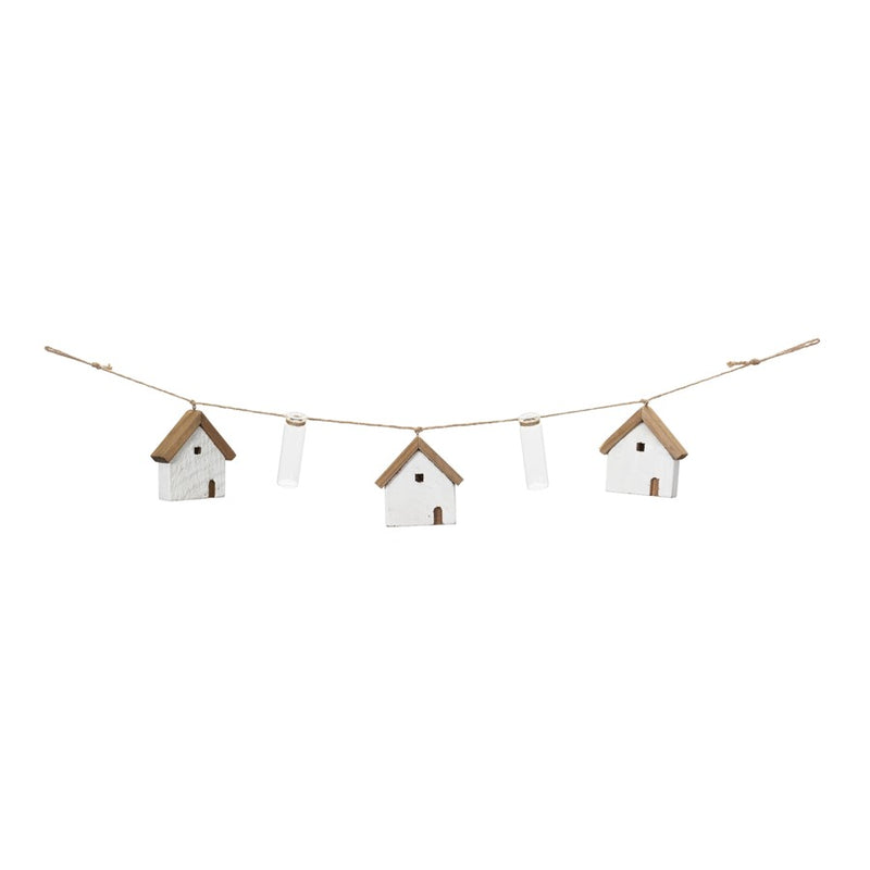 Melrose House/Tube Vase String Garland, Set of 2, White/Green/Brown
