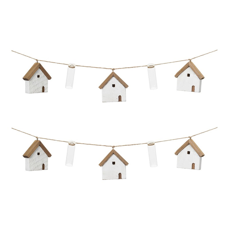 Melrose House/Tube Vase String Garland, Set of 2, White/Green/Brown