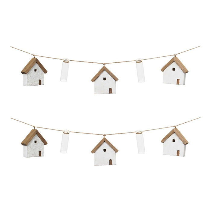 Melrose House/Tube Vase String Garland, Set of 2, White/Green/Brown