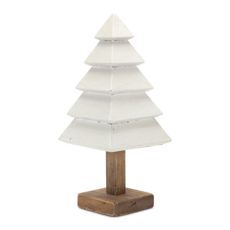 Melrose International Tiered Wood Pine Tree, Set of 3, White/Brown