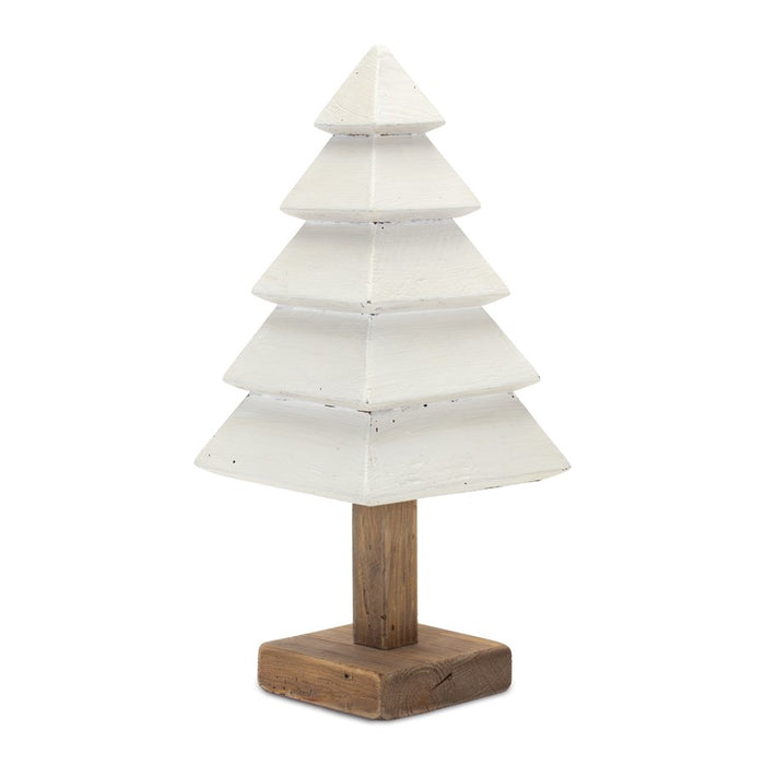 Melrose International Tiered Wood Pine Tree, Set of 3, White/Brown